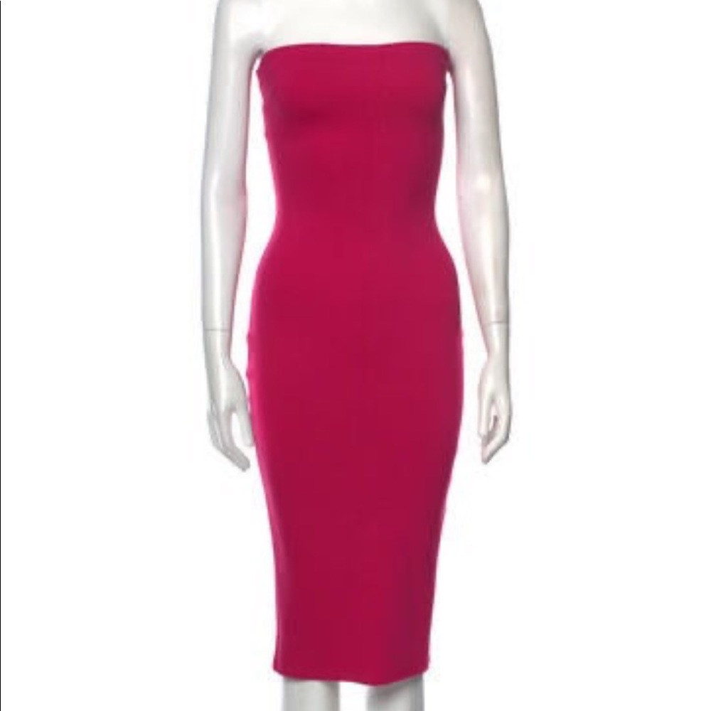 BODYCON STRAPLESS HOT PINK DRESS💖